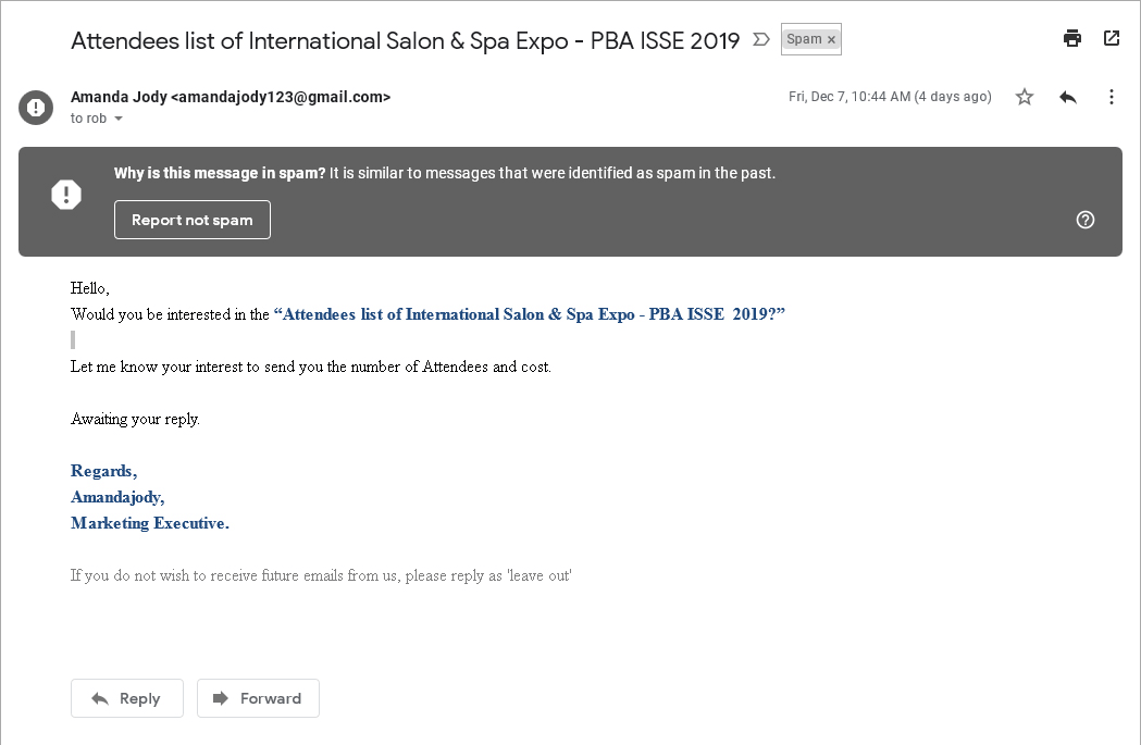 spam email example