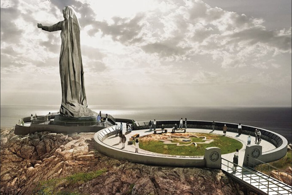 concept of a seaside memorial statue