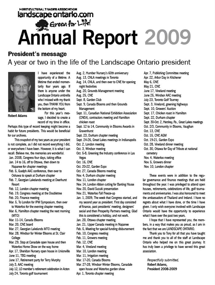 2009 annual report cover