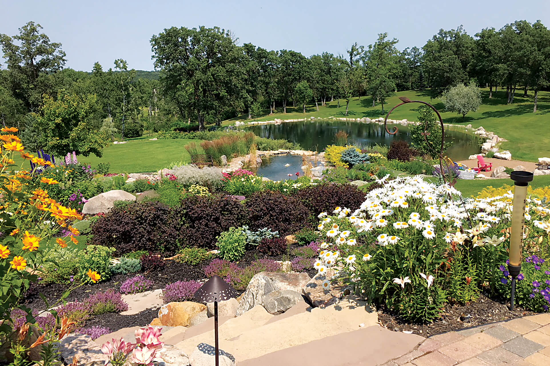 natural pond and gardens