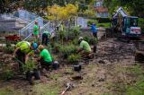 Some of the planting crew in action at HMCS Prevost in London, Ont.