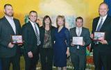 Accepting their awards from the Waterdown BIA, from left, Nathan Helder, Gelderman Landscaping; Paul Lammers, Garden Grove Landscaping; Lee Rozon; Judi Partridge,Ward 15 Councillor; Tim Rivard, accepting for Meadowbrook Landscaping; David Lammers, Garden Grove Landscaping.