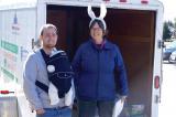 Lynne Barnes of Gordon J Leece Landscapes, Thornbury, is joined by an area resident after he donated food to the Chapter’s food drive in Barrie.