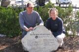 A Green for Life stone acknowledges sponsors that helped to create a beautiful garden.