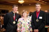 Tyler Garrad, left, and Joseph Isaak with their teacher Jan Lehman.