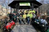 Green industry volunteers assembled at the park’s gazebo to go over the maintenance plan before getting to work.