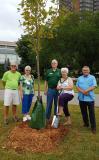 (L to R): Jay Terryberry, president LO Windsor Chapter; Margaret Laman, OHA District 10 Rep; Charles Freeman, OHA Vice President; Katherine Smyth, OHA President; at a tree planting to commemorate the 113th OHA convention.