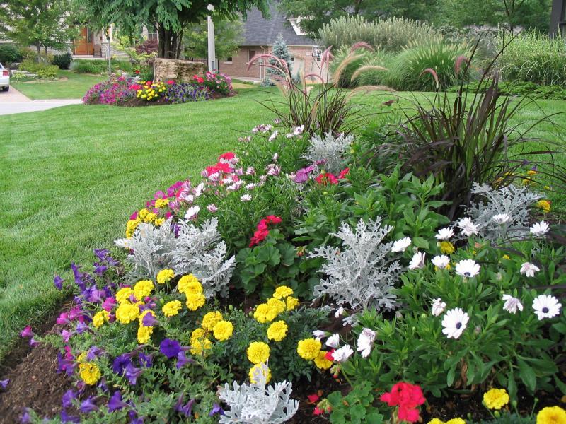 2007 - Private Residential Maintenance  - 15,000 sq ft - 1 acre - close up   of  front flower garden