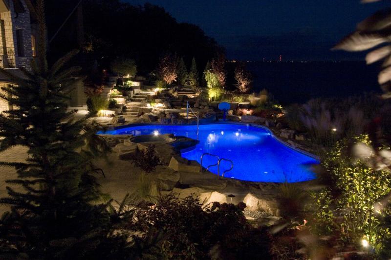 2010 - Landscape Lighting Design & Installation - Over $30,000 - Mood lighting pool with fiber optic lighting
