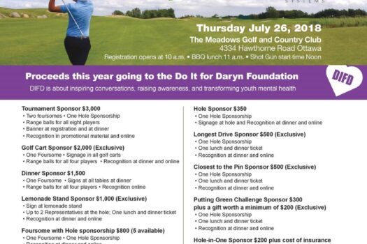 Sponsorship Ottawa golf 2018 DIFD