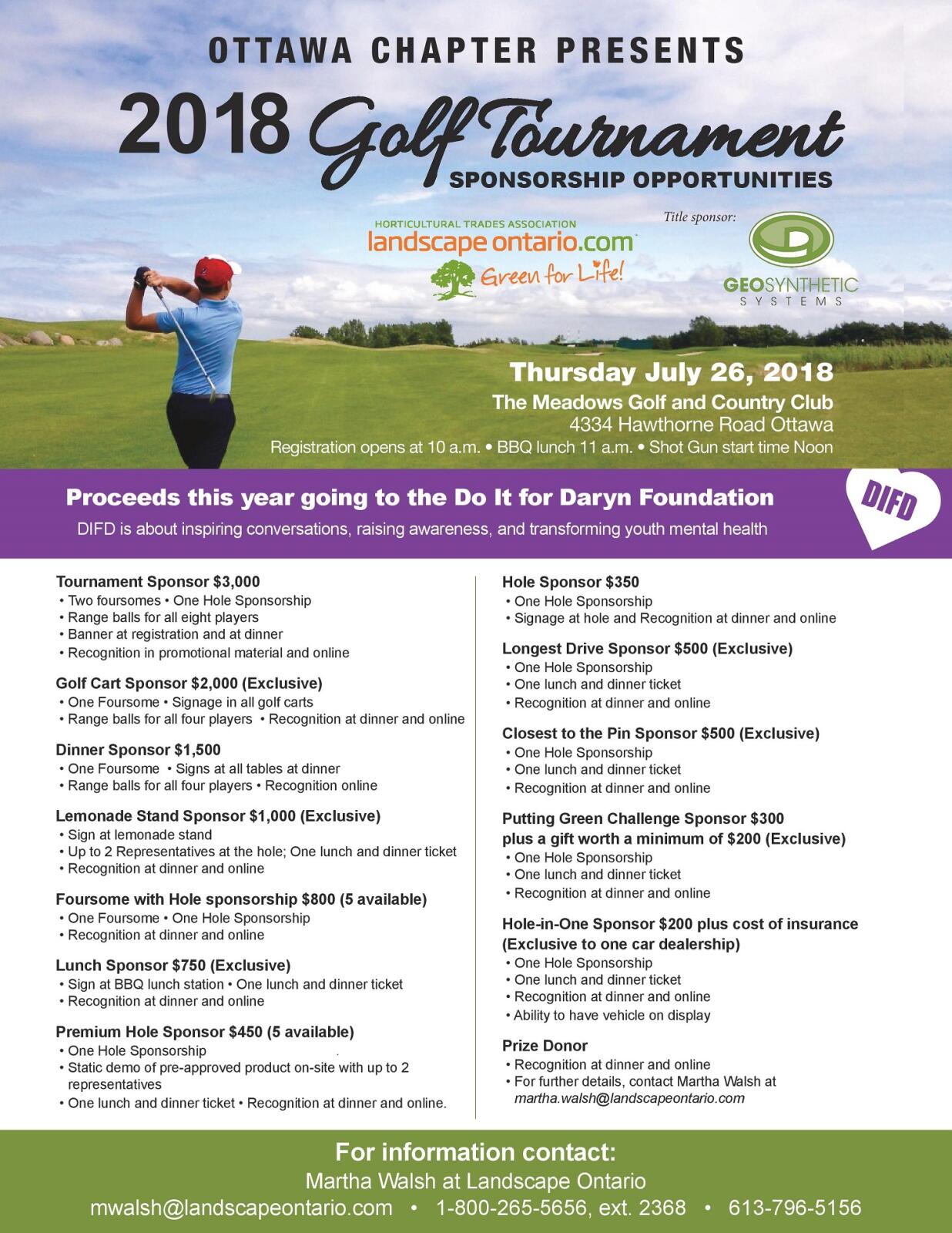 Sponsorship Ottawa golf 2018 DIFD