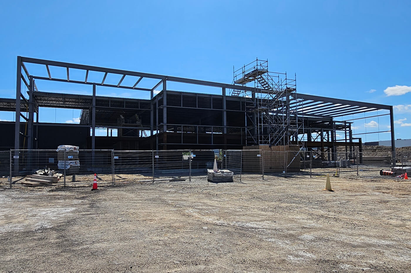 Steel frame of a building under construction